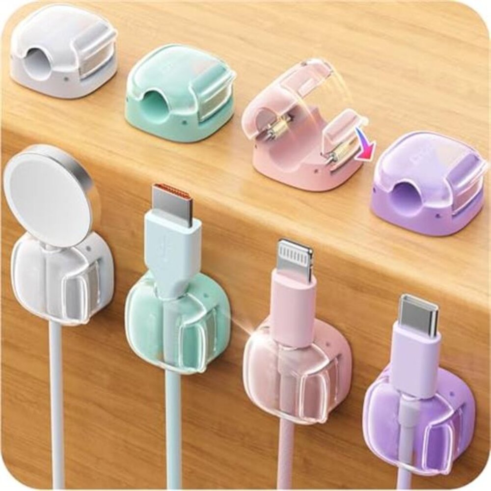 Cable Clips 8Pack Cord Holder Wire Organizer Desk Charger Cable Management Home